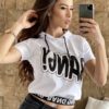 T-shirt με επιγραφή σε λευκό κωδ 202
