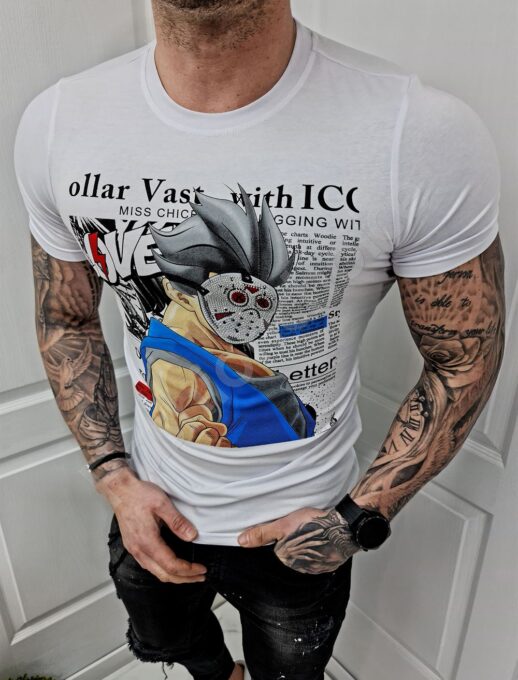 Ανδρικό T-shirt με Cartoon τύπωμα-λευκό-κωδ 229