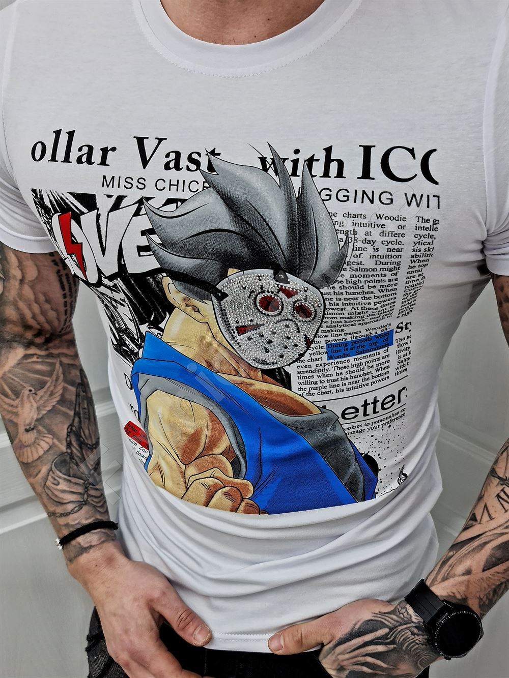 Ανδρικό T-shirt με Cartoon τύπωμα-λευκό-κωδ 229