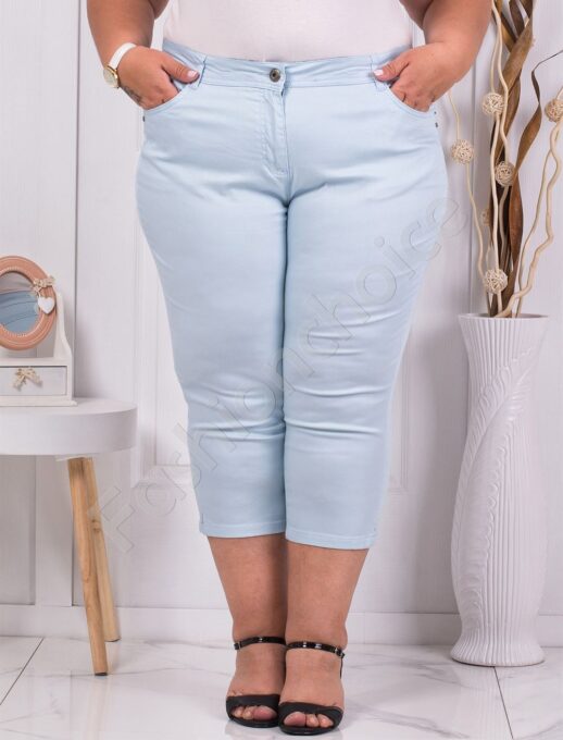 Plus size κάπρι παντελόνι σε σιέλ-κωδ 1075-5