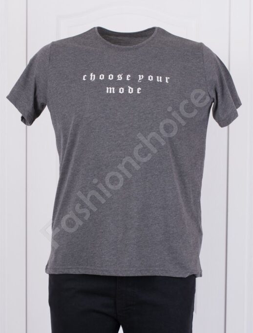 Plus Size ανδρικό T-shirt με επιγραφή-γκρι-κωδ 152-2