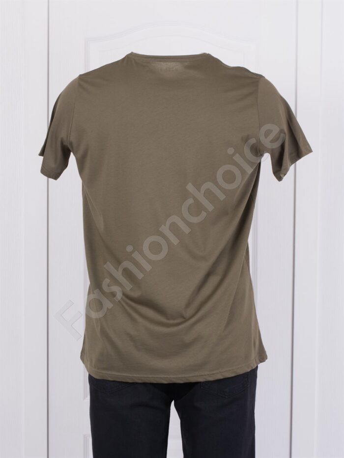 Plus Size ανδρικό T-shirt με επιγραφή-χακί-κωδ 140-1 - Image 2