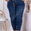 Plus size μπλε τζιν παντελόνι με δερμάτινη ζώνη και στρας-κωδ 3647
