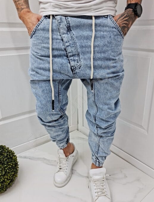 Ανδρικό τζιν παντελόνι baggy zip-μπλε-κωδ 6268