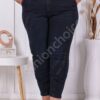 Plus size μπλε τζιν παντελόνι με δερμάτινη ζώνη και κέντημα-κωδ 5188-1