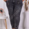 Plus size μαύρο τζιν παντελόνι με διακοσμητικά φερμουάρ-κωδ 3663