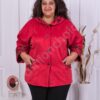 Plus size βελουτέ ζακέτα με κουμπιά-κόκκινο-κωδ 9099-3