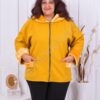 Plus size κασμιρ ζακέτα με γούνα-κίτρινο-κωδ 9004-4