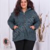Plus size μπουκλέ ζακέτα με κουκούλα-ανοιχτό πράσινο-κωδ 8933-2