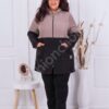Plus size κασμιρ παλτό με φερμουάρ-κακάο-κωδ 1270
