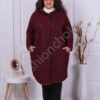 Plus size μπουκλέ παλτό με κουκούλα σε μπορντό-κωδ 2518-2