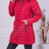 Γυναικείο μπουφάν Fashion με γούνα-κόκκινο-κωδ 2120-1