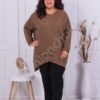 Plus size ασύμμετρη τουνίκ λεπτό πλέξιμο-καφέ-κωδ 360-2