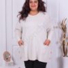 Plus size τουνίκ με τσέπες και κουμπιά στο πλάι-λευκό-κωδ 317-2
