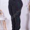 Plus size μαύρο τζιν παντελόνι με πλαϊνές γυαλιστερές ρίγες-κωδ 9312-1