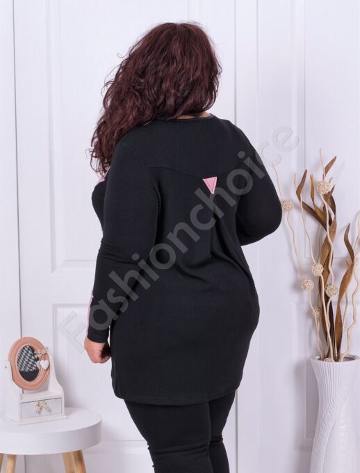 Plus size τουνίκ με μοτίβο πιε ντε πούλ-ροζ-κωδ 8084