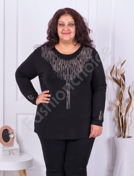 Plus size μπλούζα με διακοσμητικά στρας-κωδ 8735