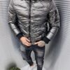 Ανδρικό γυαλιστερό Bomber μπουφάν-γκρι-κωδ 6979-1