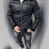Ανδρικό χειμωνιάτικο δερμάτινο μπουφάν με γούνα-κωδ 5594
