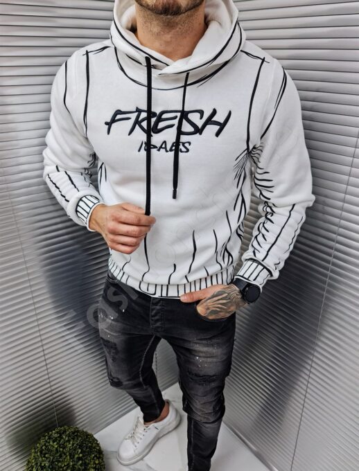 Ανδρικό Hoodie Fresh με κουκούλα-λευκό-κωδ 3320-1