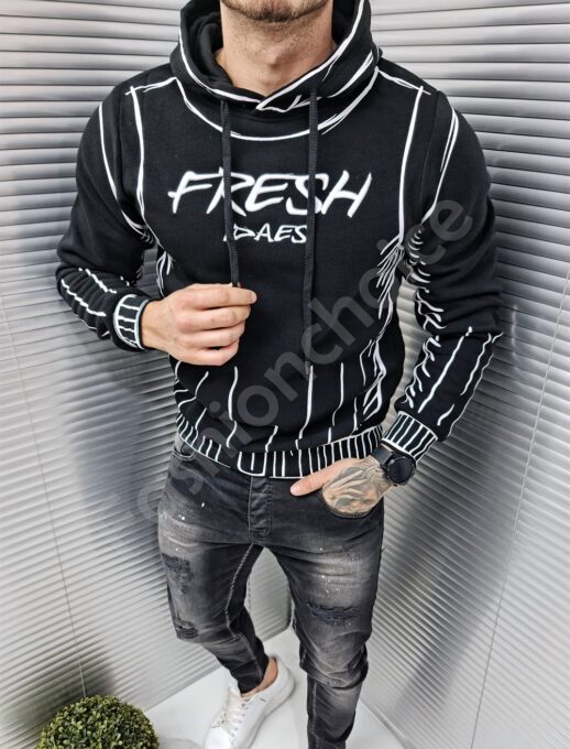 Ανδρικό Hoodie Fresh με κουκούλα-μαύρο-κωδ 3320