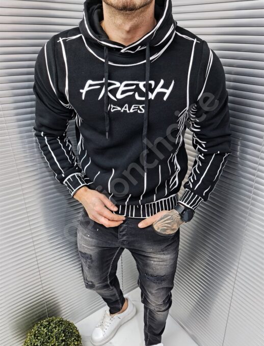 Ανδρικό Hoodie Fresh με κουκούλα-μαύρο-κωδ 3320