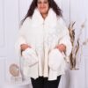 Plus size πόντσο με γούνα-εκρού κωδ 8102-5