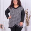 Plus size τουνίκ με μοτίβο πιε ντε πούλ-ασπρόμαυρο-κωδ 1036-3