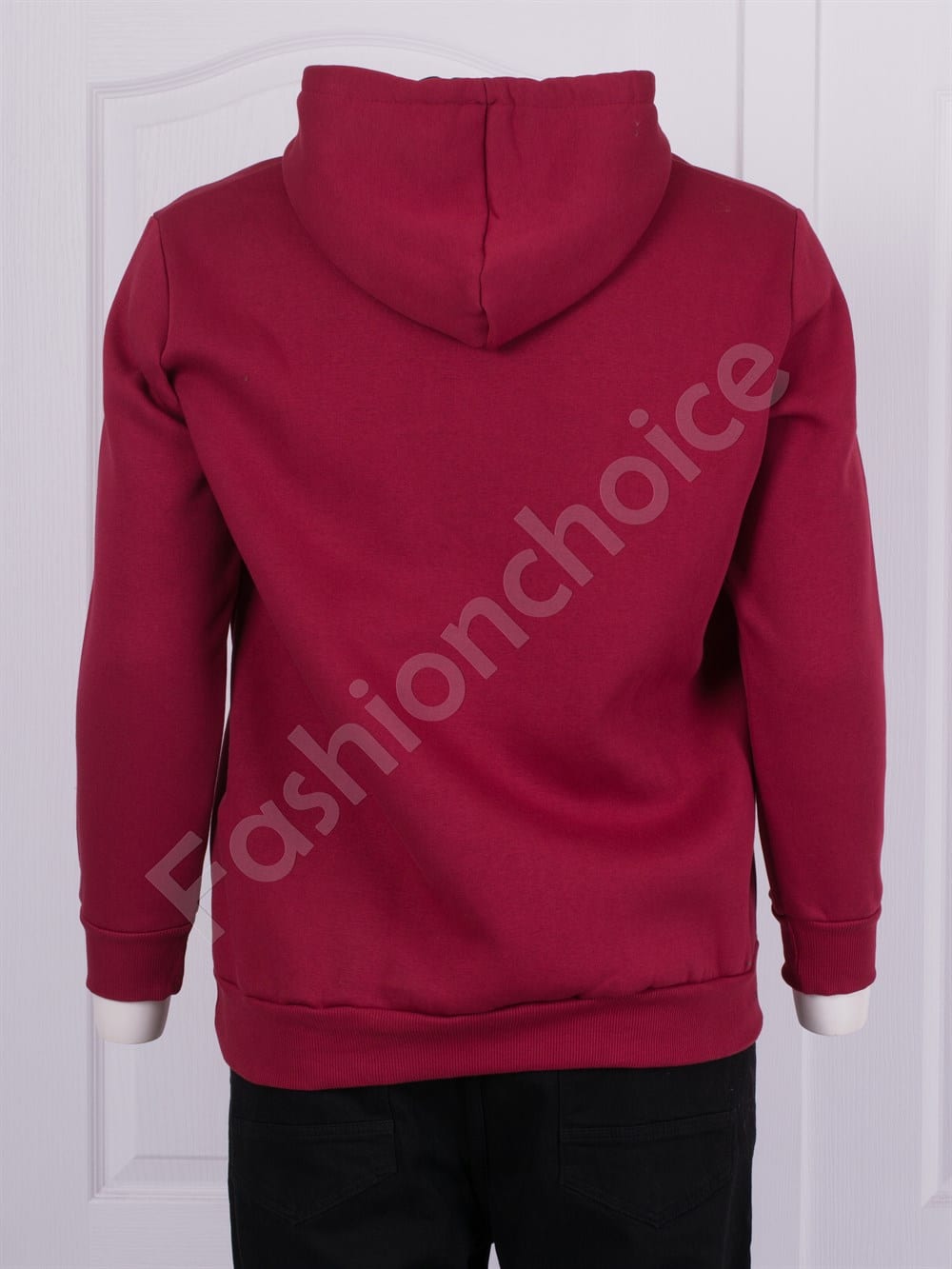 Aνδρικό Hoodie Plus Size με καγκουρό τσέπη σε μπορντό κωδ 21512-2