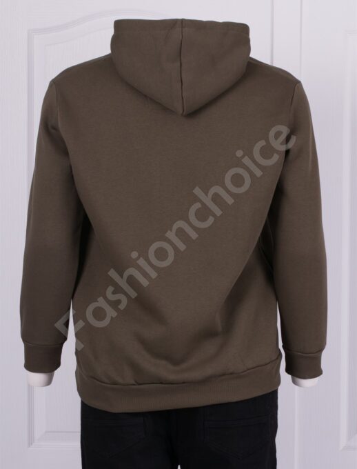 Aνδρικό Hoodie Plus Size με καγκουρό τσέπη σε χακί κωδ 21512-1