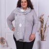 Plus size πλεκτή μπλούζα με κασκόλ-γκρι κωδ 8696-4