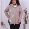 Plus size πλεκτή μπλούζα με κασκόλ-καπουτσίνο κωδ 8696-5