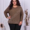 Plus size πλεκτή μπλούζα με απλικέ από στρας-μπεζ-κωδ 6090-3