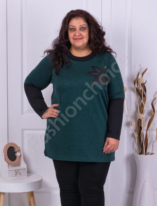 Plus size τουνίκ με απλικέ-σκούρο πράσινο-κωδ 1294-1