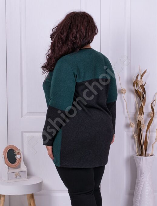 Plus size τουνίκ με απλικέ-σκούρο πράσινο-κωδ 1294-1