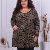 Plus size βελούδινη τουνίκ με χρυσό σχέδιο-κωδ 517-1