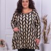 Plus size βελούδινη τουνίκ με σχεδία-καφέ-κωδ 517-2