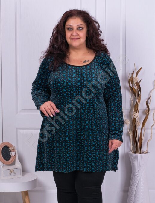 Plus size βελούδινη τουνίκ σε μπλε-κωδ 517-3