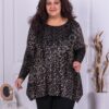 Plus size βελούδινη τουνίκ με χρυσό σχέδιο-κωδ 21018-1