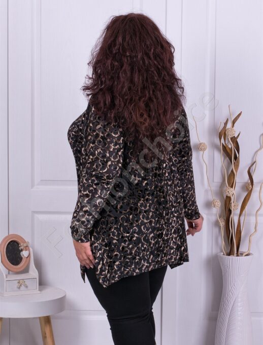 Plus size βελούδινη τουνίκ με χρυσό σχέδιο-κωδ 21018-1