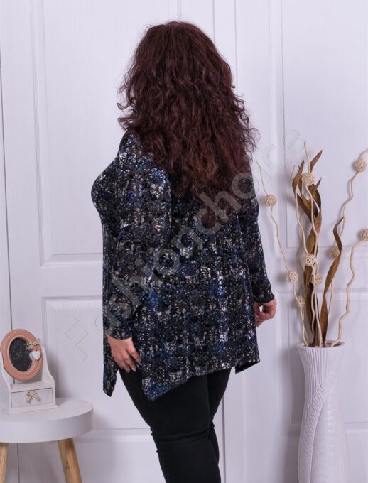 Plus size βελούδινη τουνίκ σε μπλε-κωδ 21018-2