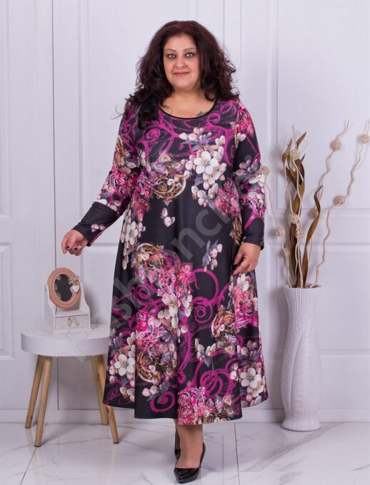 Plus size φόρεμα με φλοράλ σχέδιο-κωδ 824P-5