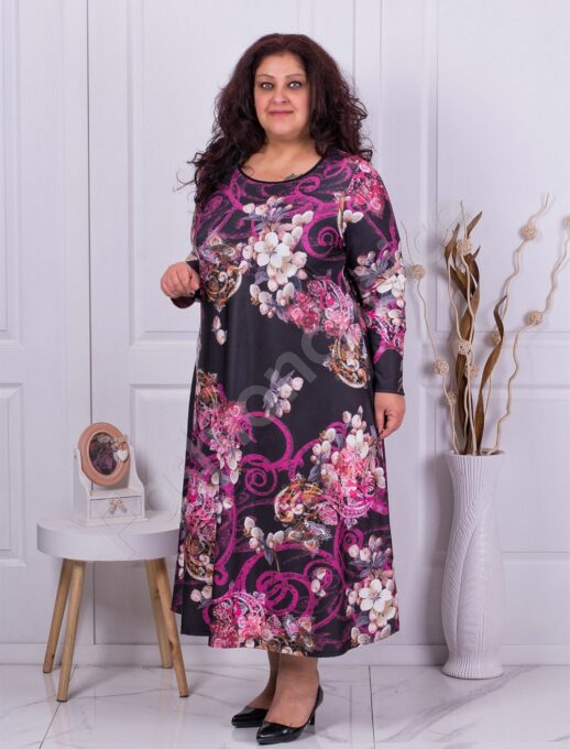 Plus size φόρεμα με φλοράλ σχέδιο-κωδ 824P-5