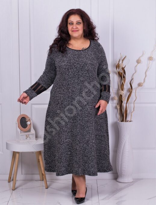 Plus size φόρεμα σε γκρι μελανζέ-κωδ 824P-6