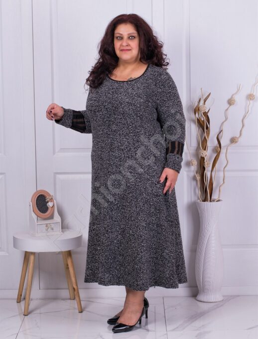Plus size φόρεμα σε γκρι μελανζέ-κωδ 824P-6