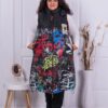 Plus size μαύρο αμάνικο μπουφάν με επιγραφή στην πλάτη-κωδ 1970