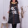Plus size αμάνικο μακρύ μπουφάν μαύρο με χρωματιστή πλάτη-κωδ 1003