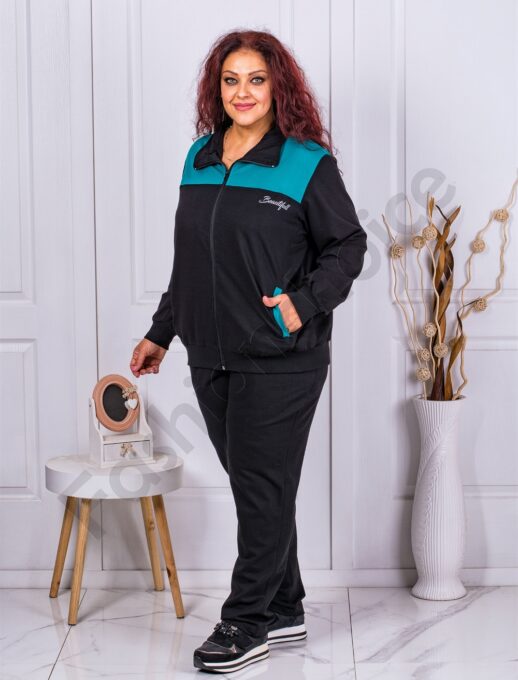 Plus size αθλητικό σετ μαύρο/μπλε-κωδ 035-4