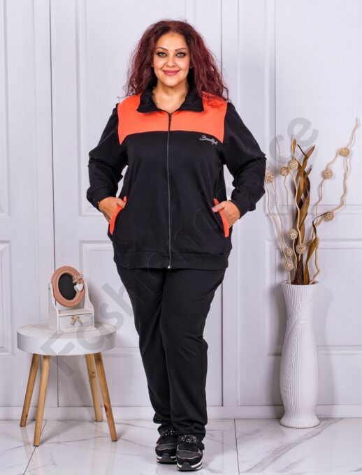 Plus size αθλητικό σετ μαύρο/πορτοκάλι-κωδ 035-5