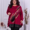 Plus size τουνίκ με χρωματιστά απλικέ-μπορντό-κωδ 16161-1